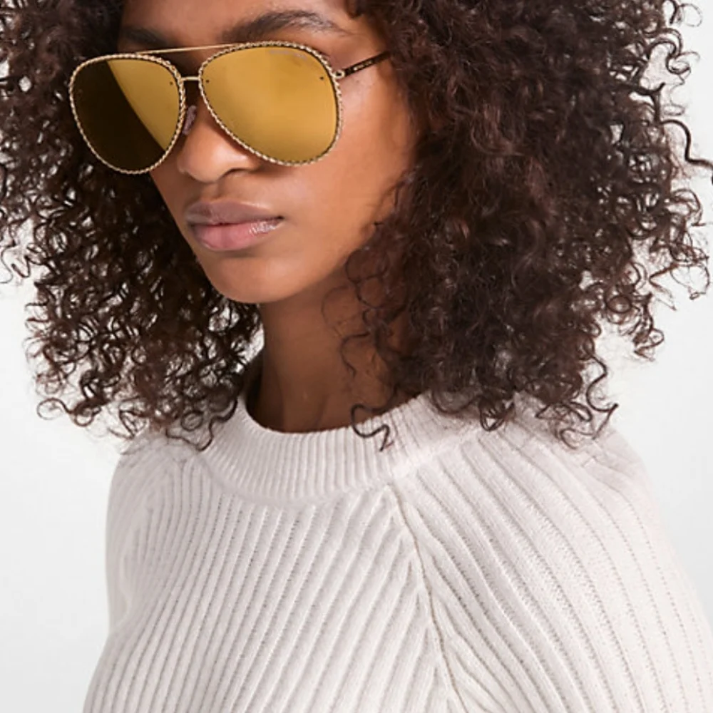 Michael Kors Gold Aviator Sunglasses with Braided Trim